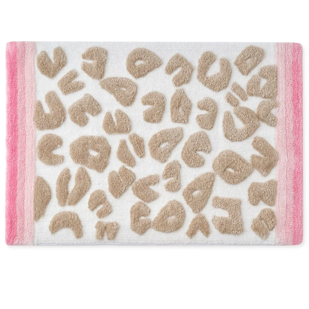 CARO HOME Collection Textured Plush Animal Print Bath Rug WithContrasting Border